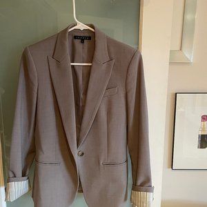 Light Grey Wool Theory Blazer - Pinstripe Inside